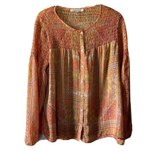 rose olive blouse balloon sleeve Size small